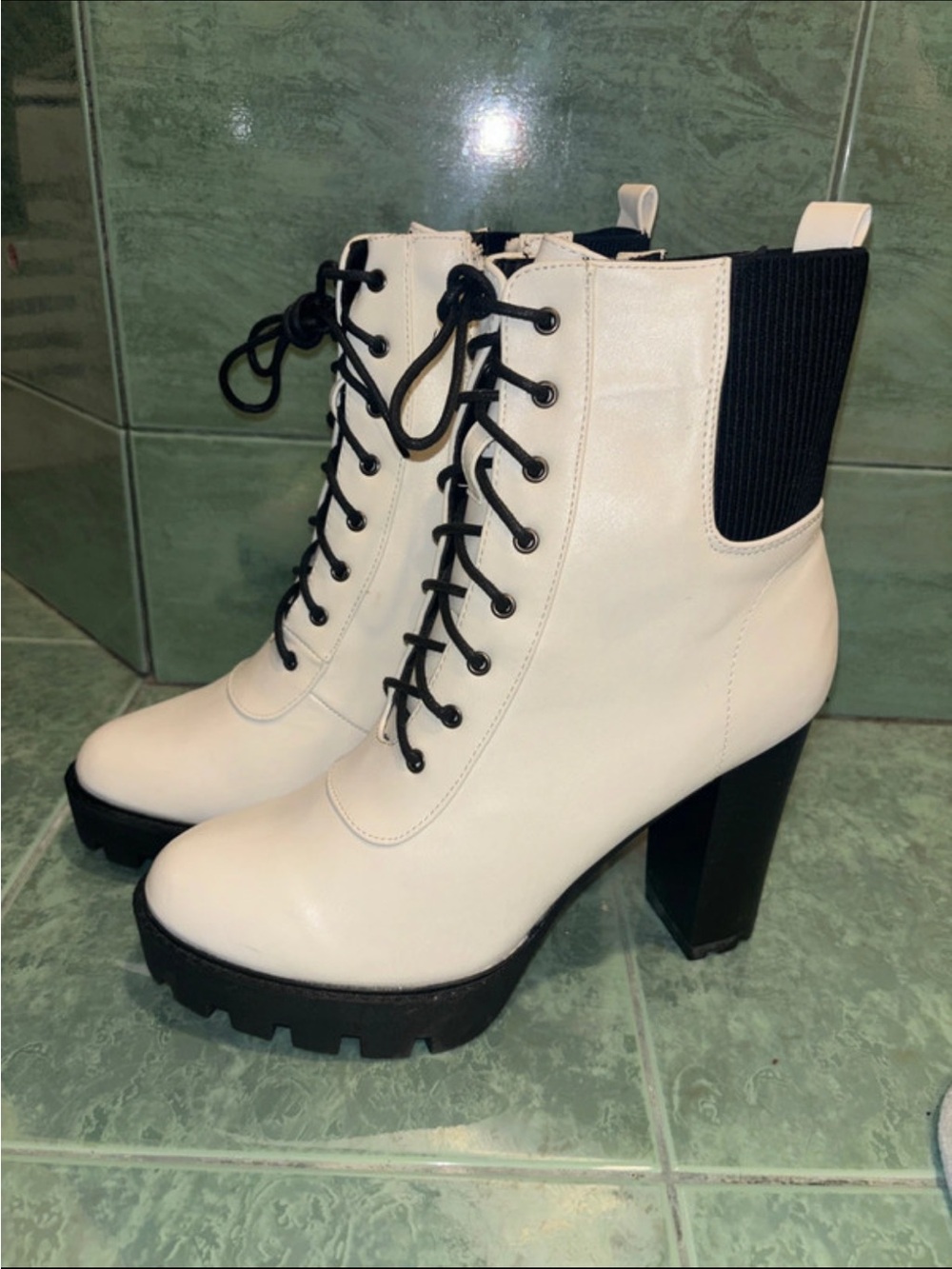 Lace-Up Chunky Heel Ankle Boots